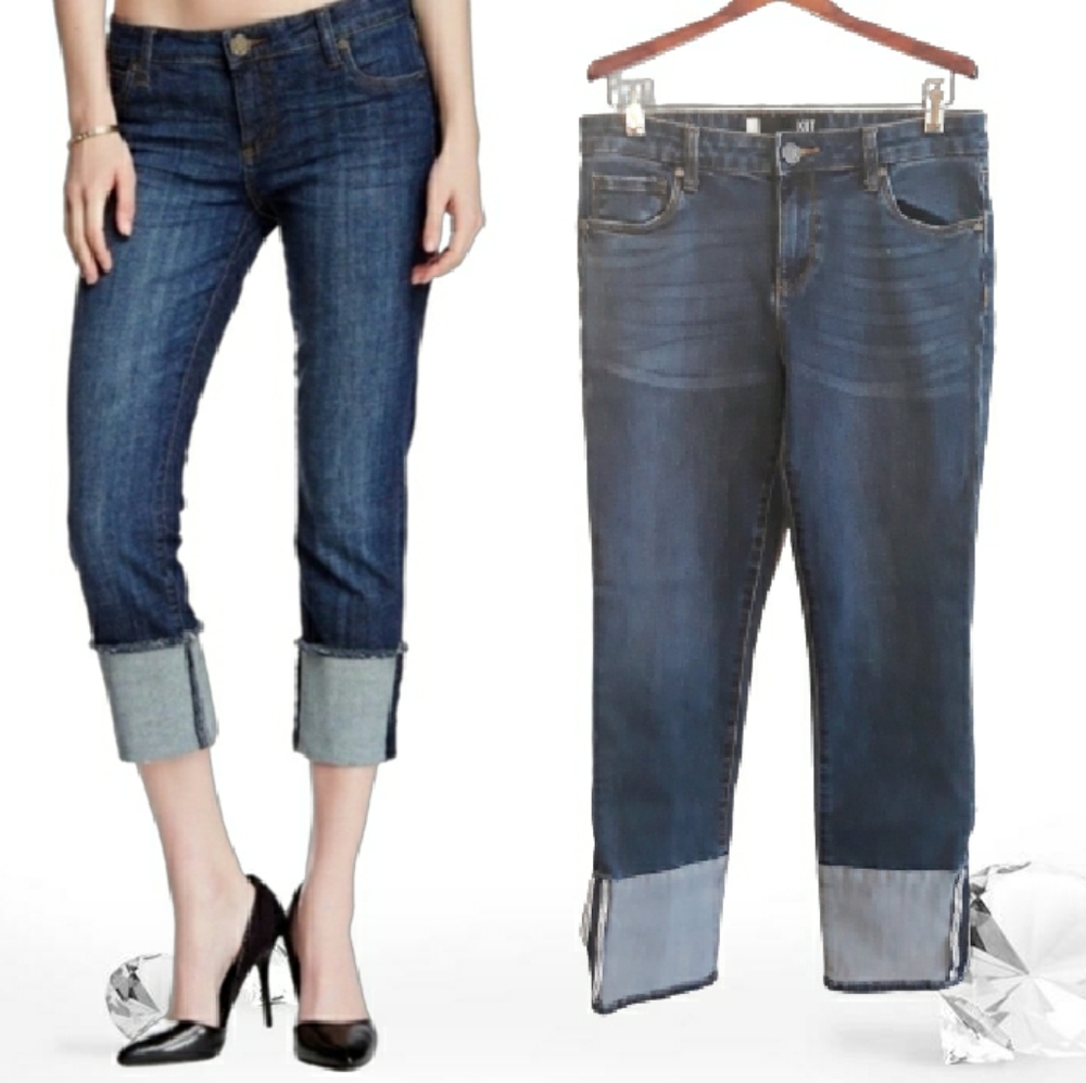 Kut from the Kloth Reese Straight Leg Ankle Jeans / Size 2 Dark Wash Cuffed Jean